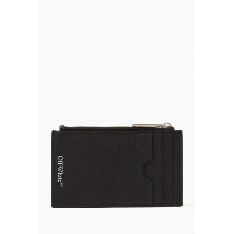 Off-White - 3D Diag Zipped Card Case in Grained Leather Black