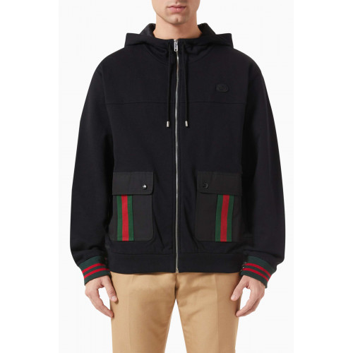 Gucci - Striped Zip-up Hoodie in Felted Cotton-jersey