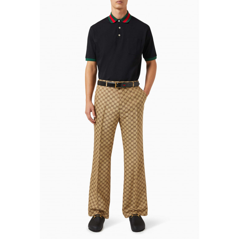 Gucci - Logo Print Pants in Linen