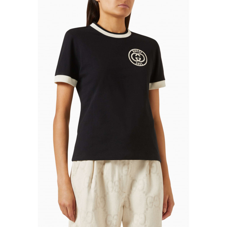 Gucci - Embroidered Logo T-shirt in Cotton-jersey