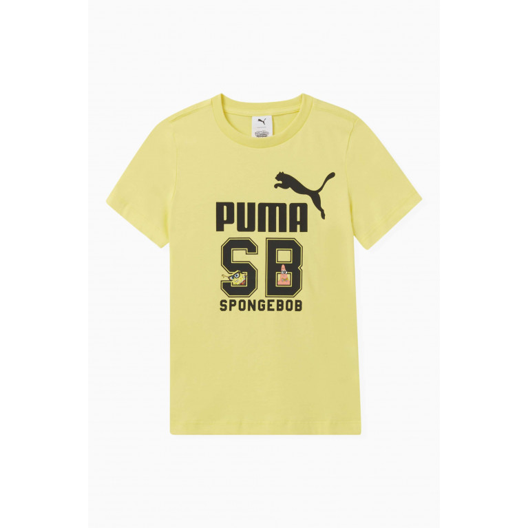 Puma - x Spongebob Logo T-shirt in Cotton Yellow