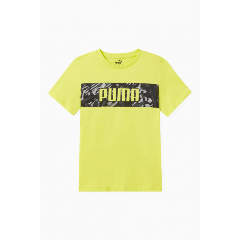 Puma - Logo-print T-shirt in Cotton Yellow