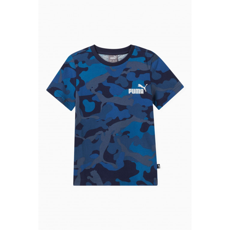 Puma - Logo-print T-shirt in Cotton Blue