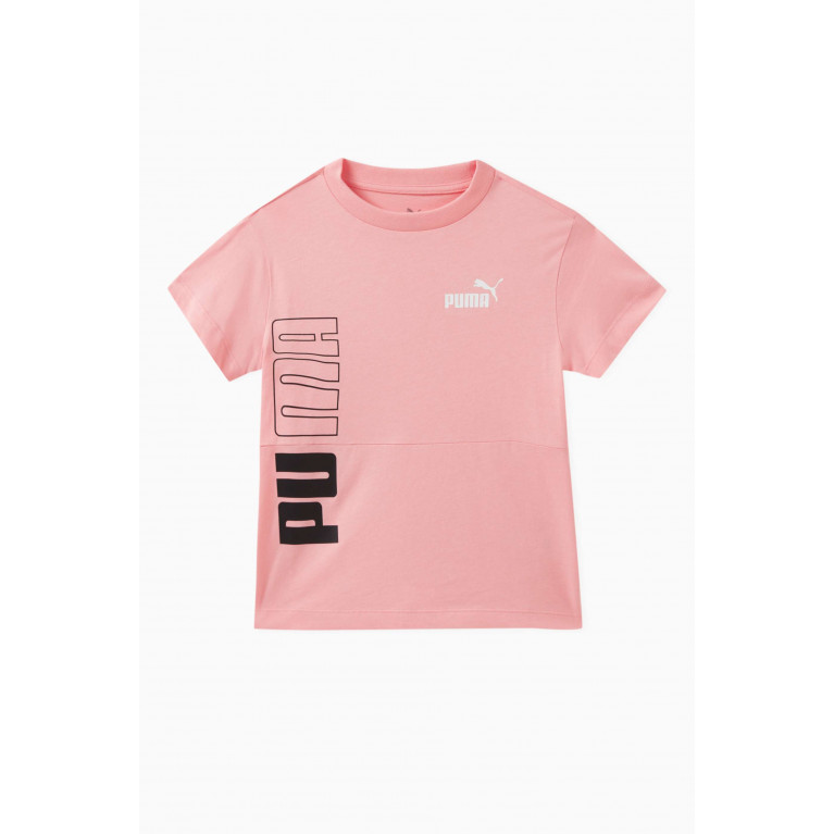 Puma - Logo-print T-shirt in Cotton Pink