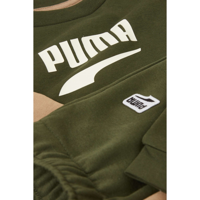 Puma - Colour-block Logo Tracksuit in Cotton Green