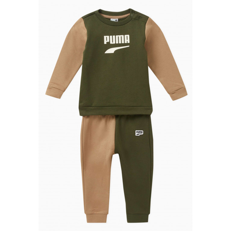 Puma - Colour-block Logo Tracksuit in Cotton Green
