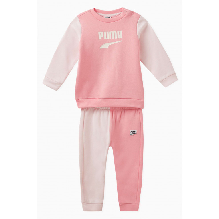 Puma - Colour-block Logo Tracksuit in Cotton Pink