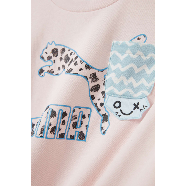 Puma - Logo-print Sweatshirt in Cotton Pink