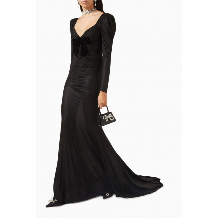 Alessandra Rich - Draped Evening Dress in Laminated Jersey
