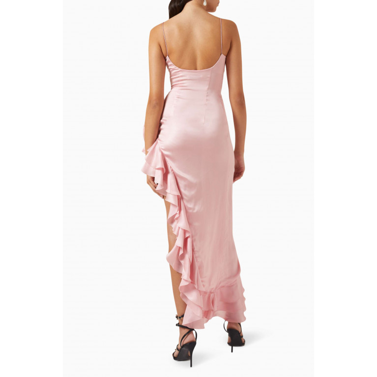 Alessandra Rich - Volant Evening Dress in Laminated Silk