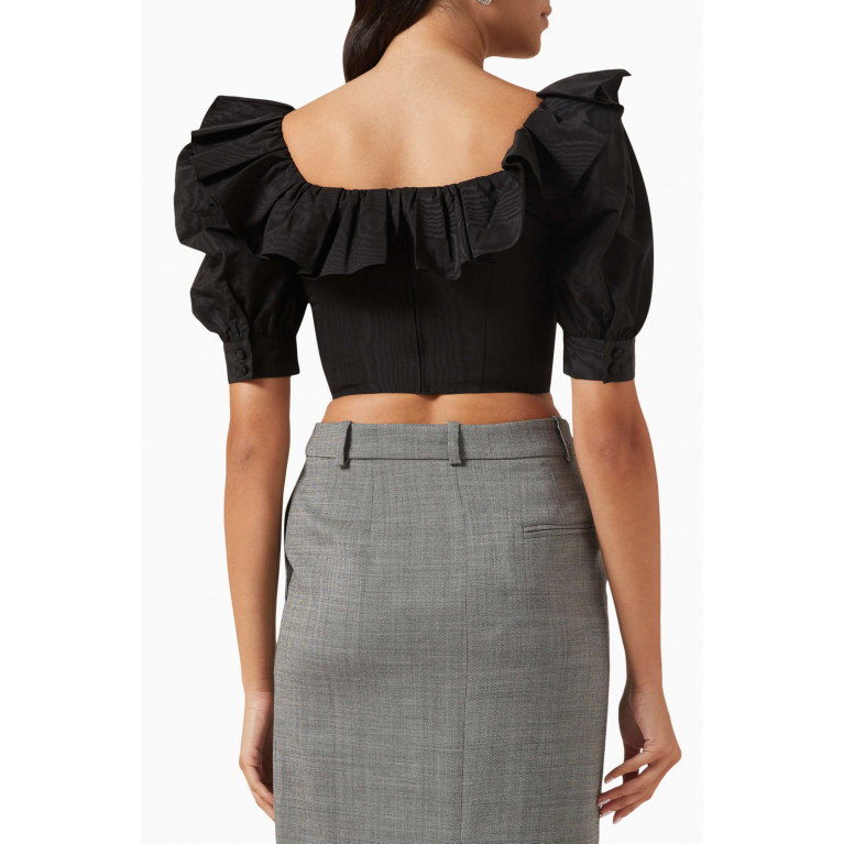Alessandra Rich - Lace-up Cropped Top in Moiré
