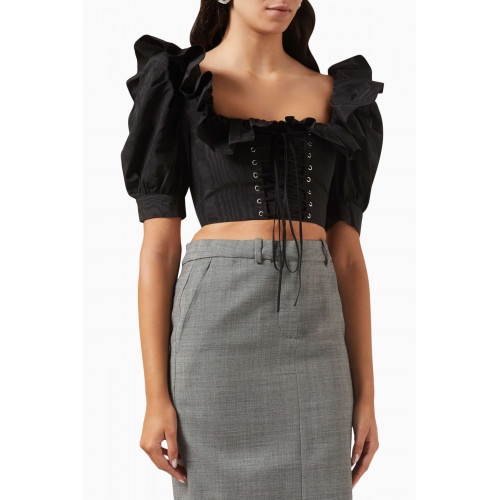 Alessandra Rich - Lace-up Cropped Top in Moiré