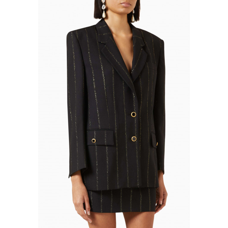 Alessandra Rich - Lurex Pinstripe Oversized Jacket in Wool