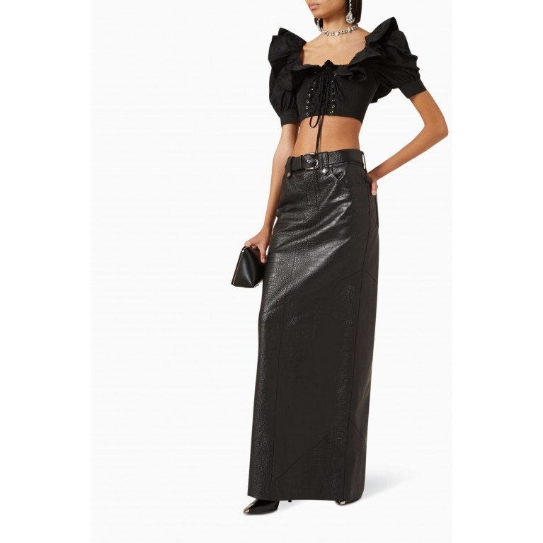 Alessandra Rich - Maxi Skirt in Croc-embossed Leather