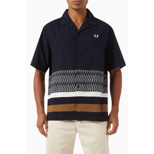 Fred Perry - Camp Collar Shirt in Knitted Cotton Blend