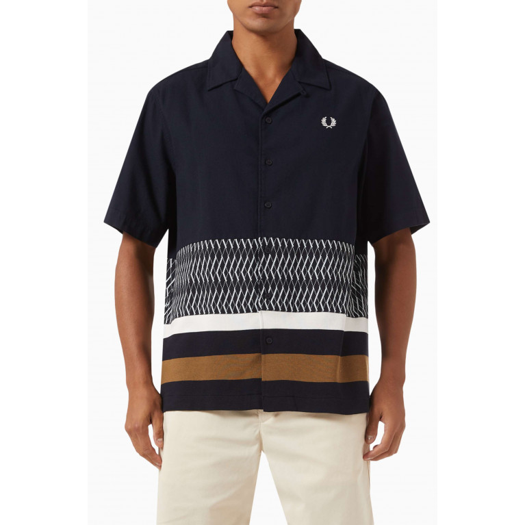 Fred Perry - Camp Collar Shirt in Knitted Cotton Blend