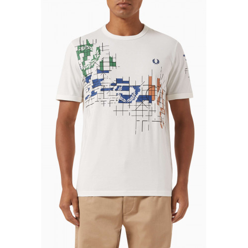 Fred Perry - Grid Print T-shirt in Cotton Jersey
