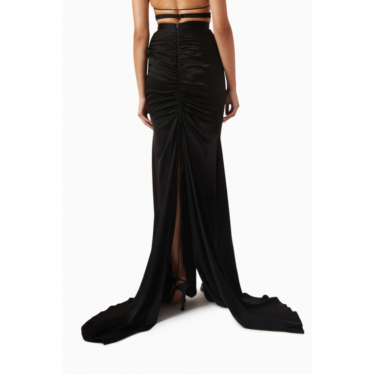 Alex Perry - Sutton Ruched Maxi Skirt in Satin-crepe