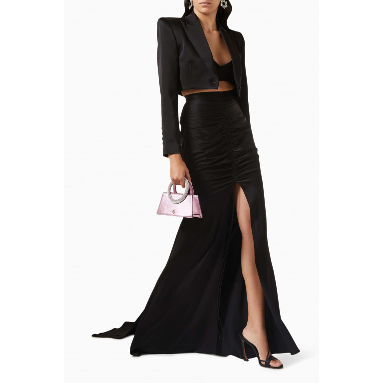 Alex Perry - Sutton Ruched Maxi Skirt in Satin-crepe