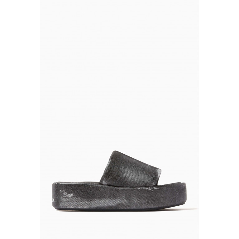 Balenciaga - Rise Slides in Denim Print Leather