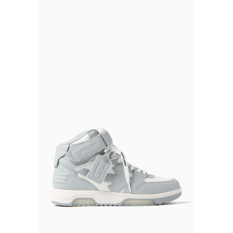 Off-White - Out Of Office Mid-Top Sneakers in Leather Grey