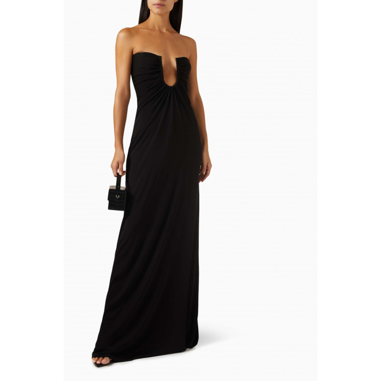 Christopher Esber - Arced Palm Strapless Maxi Dress in Viscose Black