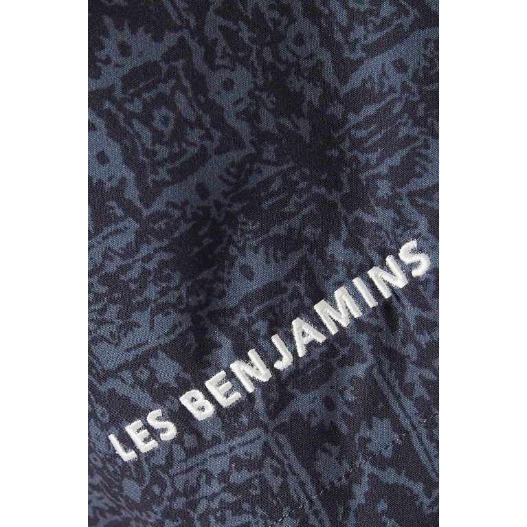 Les Benjamins - 008 Graphic-print Logo-embroidered Swim Shorts