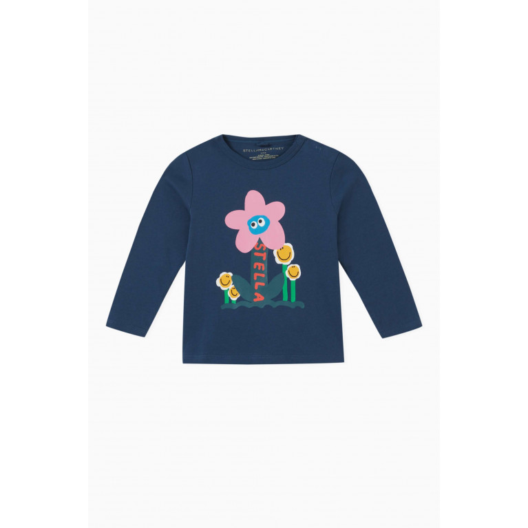 Stella McCartney - Floral-print T-shirt in Cotton Blue