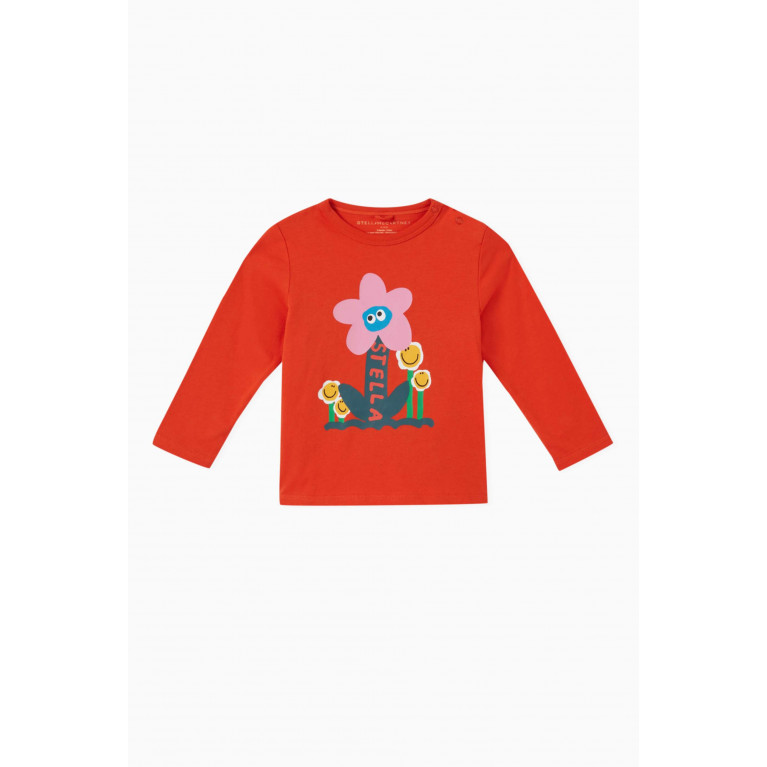 Stella McCartney - Floral-print T-shirt in Cotton Orange