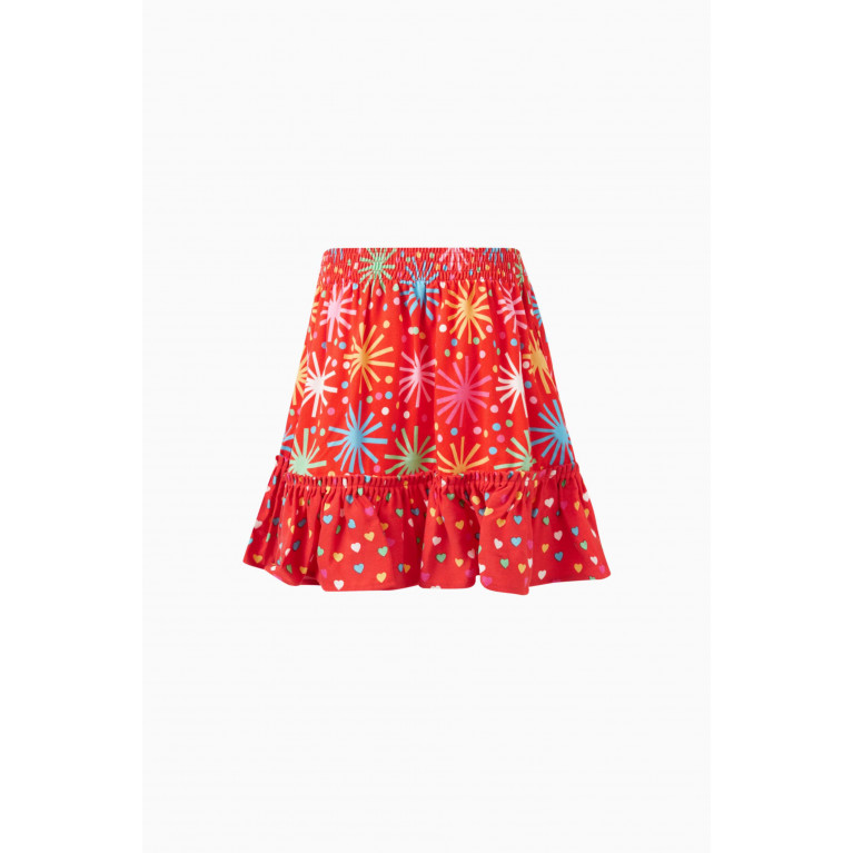 Stella McCartney - Hearts-print Ruffled Skirt in Lyocell