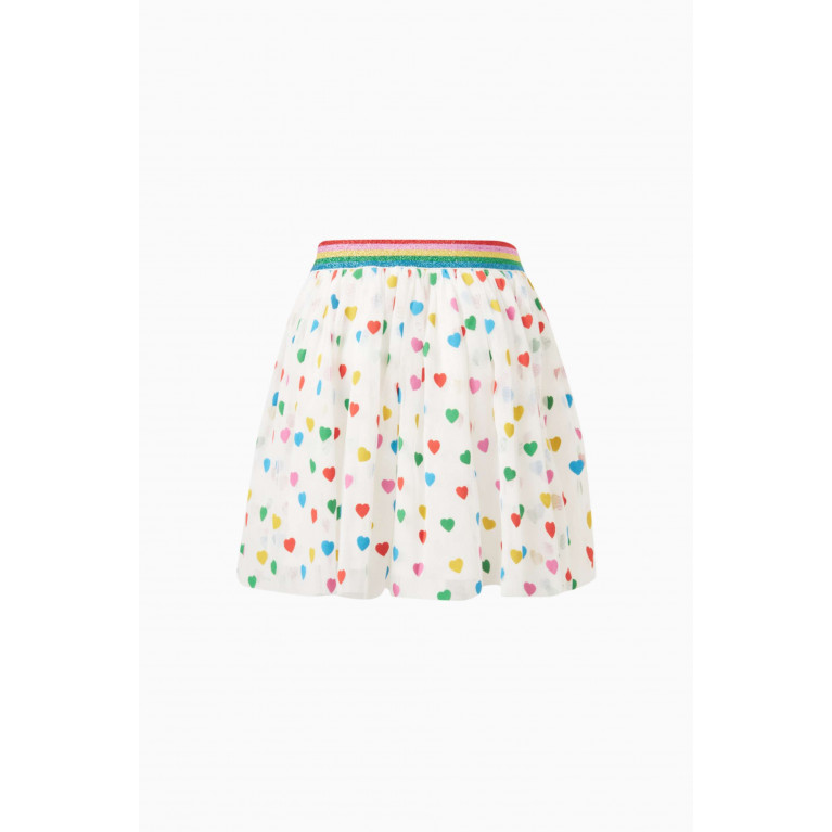 Stella McCartney - Hearts-print Skirt in Mesh Neutral