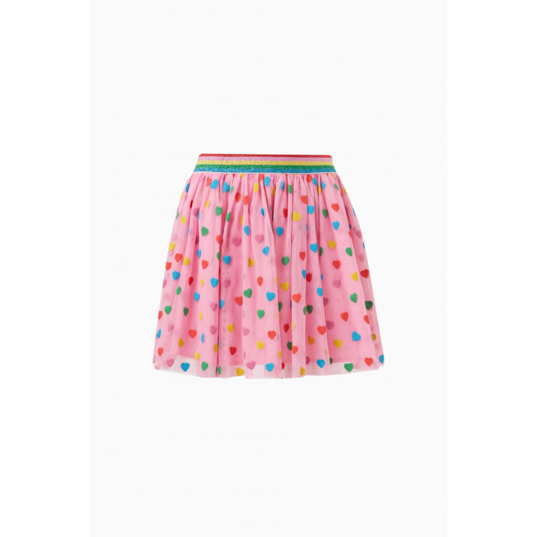 Stella McCartney - Hearts-print Skirt in Mesh Pink