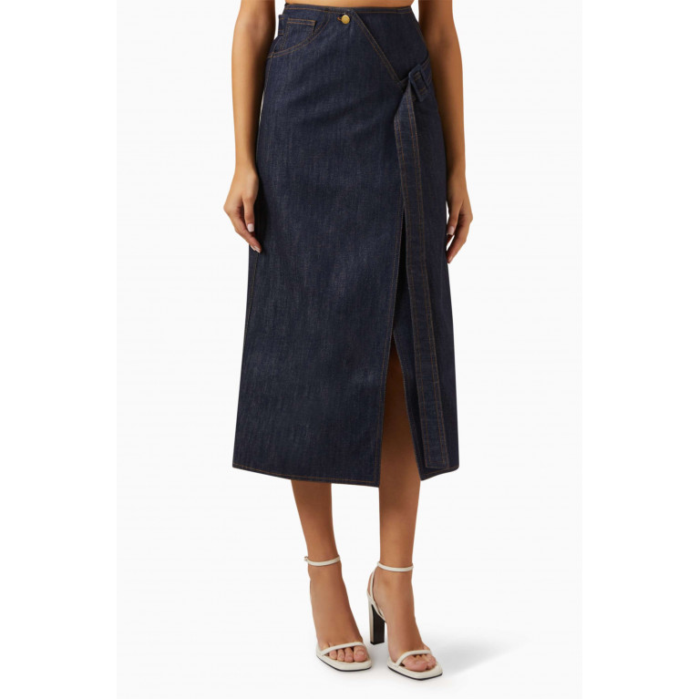 Matériel - Diagonal Belt Skirt in Denim
