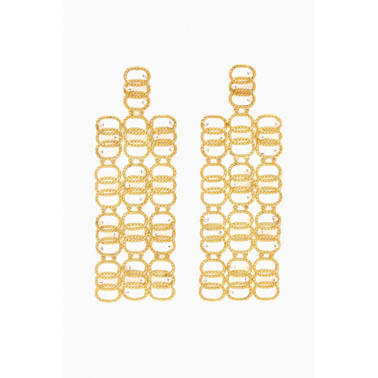 Joanna Laura Constantine - Statement Linked Earrings in 18kt Gold-plated Brass