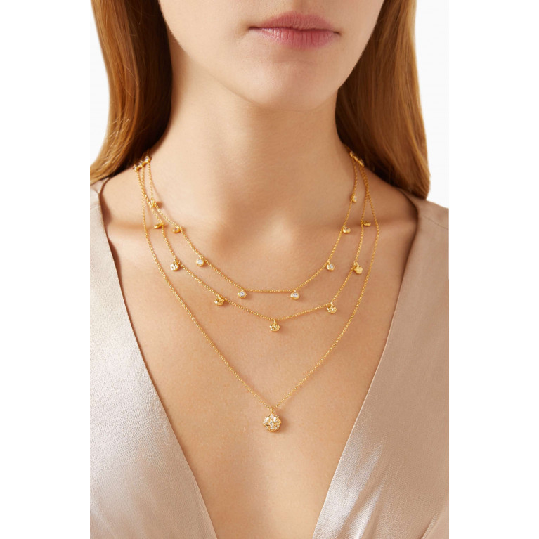 Joanna Laura Constantine - Waves Triple Chain Necklace in 18k Gold-plated Brass