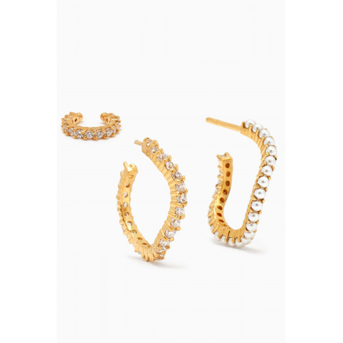 Joanna Laura Constantine - Wave Hoop Earring Set in 18kt Gold-plated Brass
