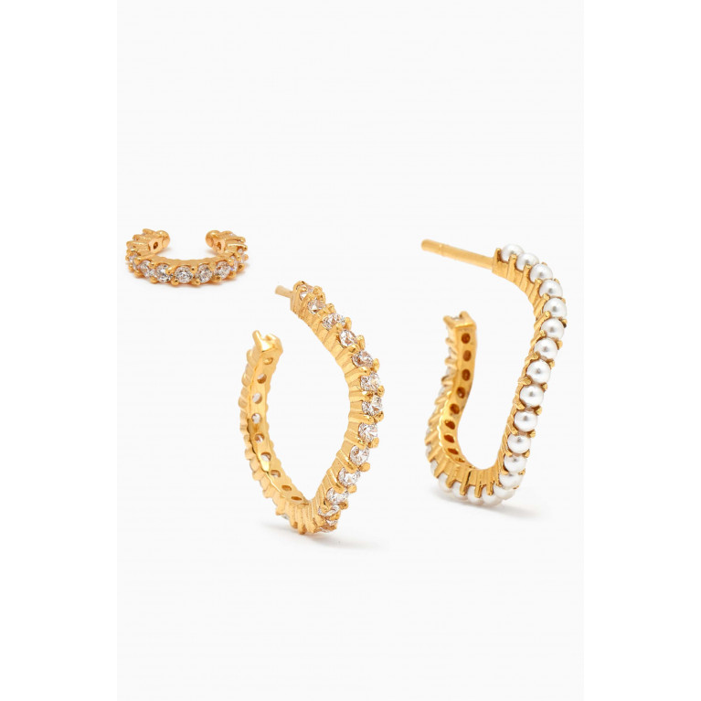 Joanna Laura Constantine - Wave Hoop Earring Set in 18kt Gold-plated Brass