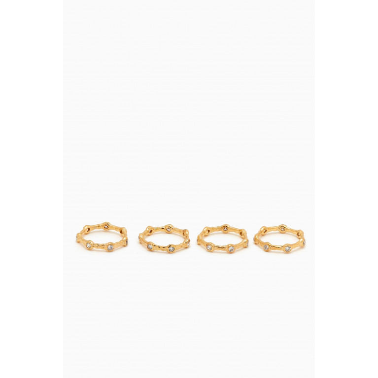 Joanna Laura Constantine - Wave Set of 4 Rings in 18k Gold-plated Brass