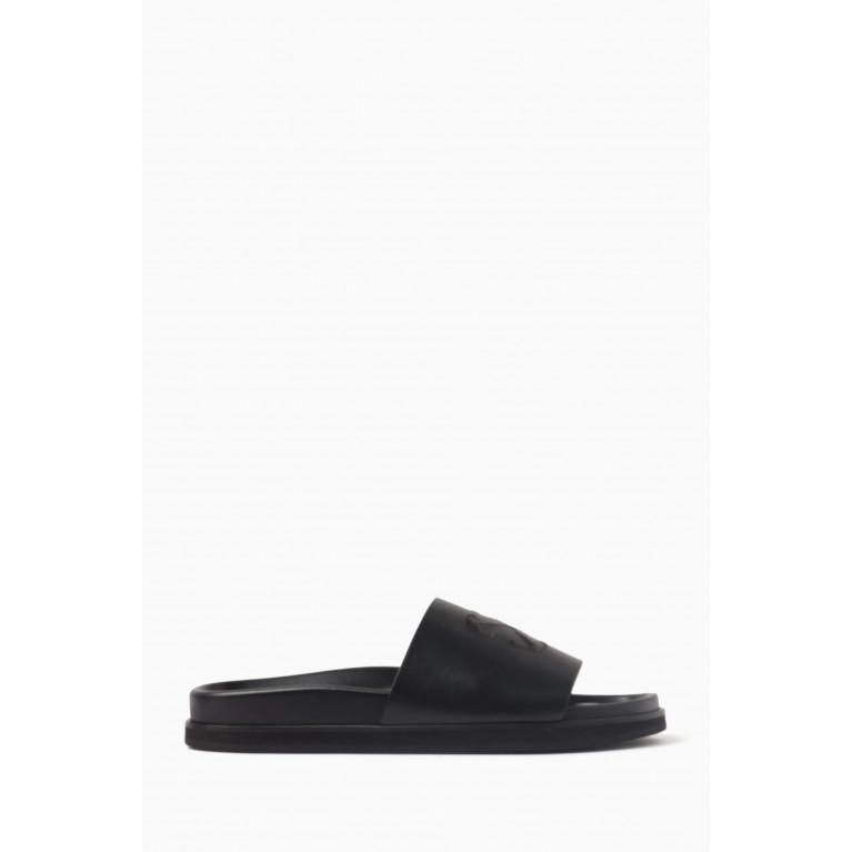 Off-White - Pool Time Slides in Leather Black