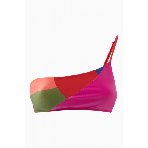 Farm Rio - Colorful Leaves One-Shoulder Bikini Top
