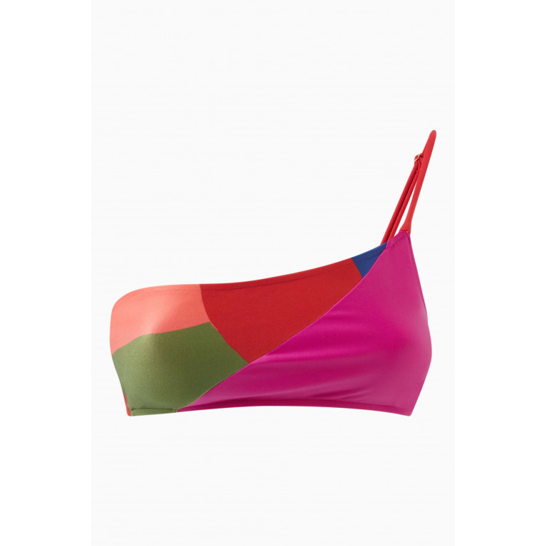 Farm Rio - Colorful Leaves One-Shoulder Bikini Top