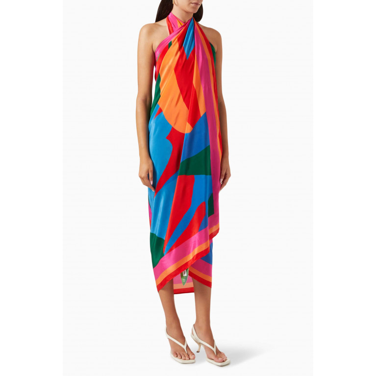 Farm Rio - Colorful Leaves Panneaux Sarong in Viscose