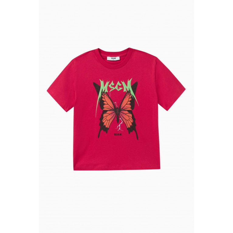 MSGM - Graphic-print T-shirt in Cotton Pink