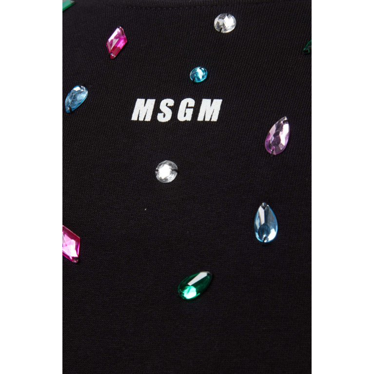 MSGM - Crystal-embellished Logo Sweater Dress in Cotton Jersey