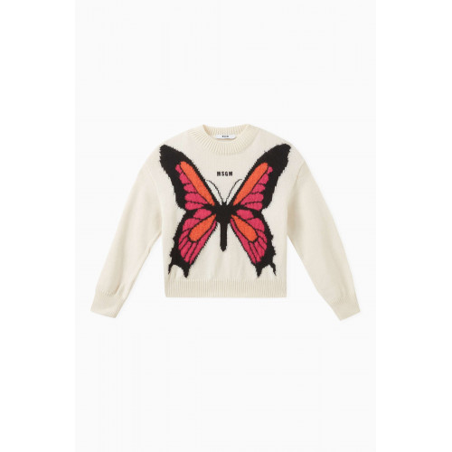 MSGM - Embroidered Butterfly Pullover in Wool Blend