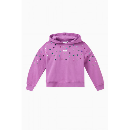 MSGM - Crystal-embellished Logo Hoodie in Cotton Jersey