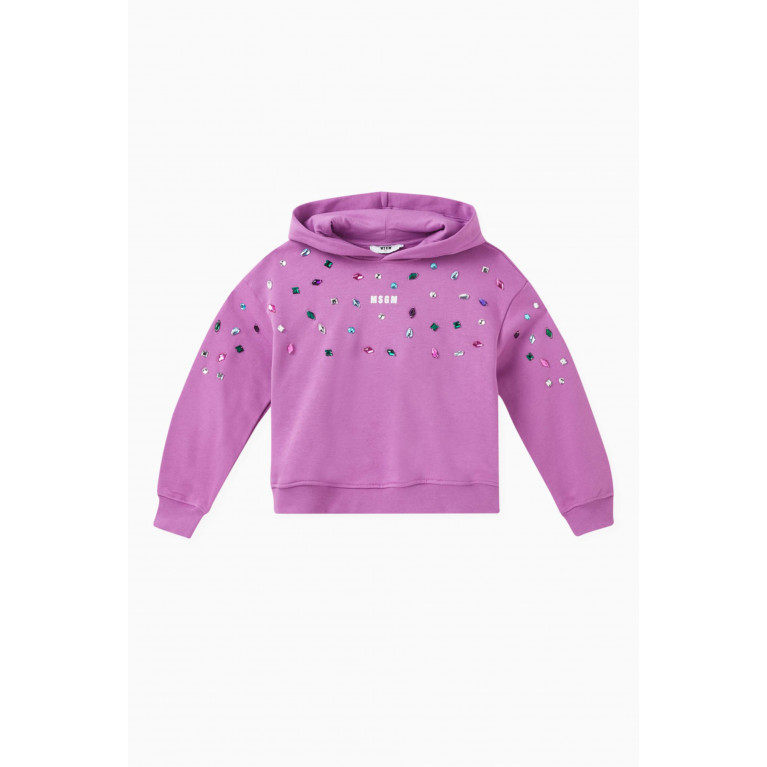 MSGM - Crystal-embellished Logo Hoodie in Cotton Jersey