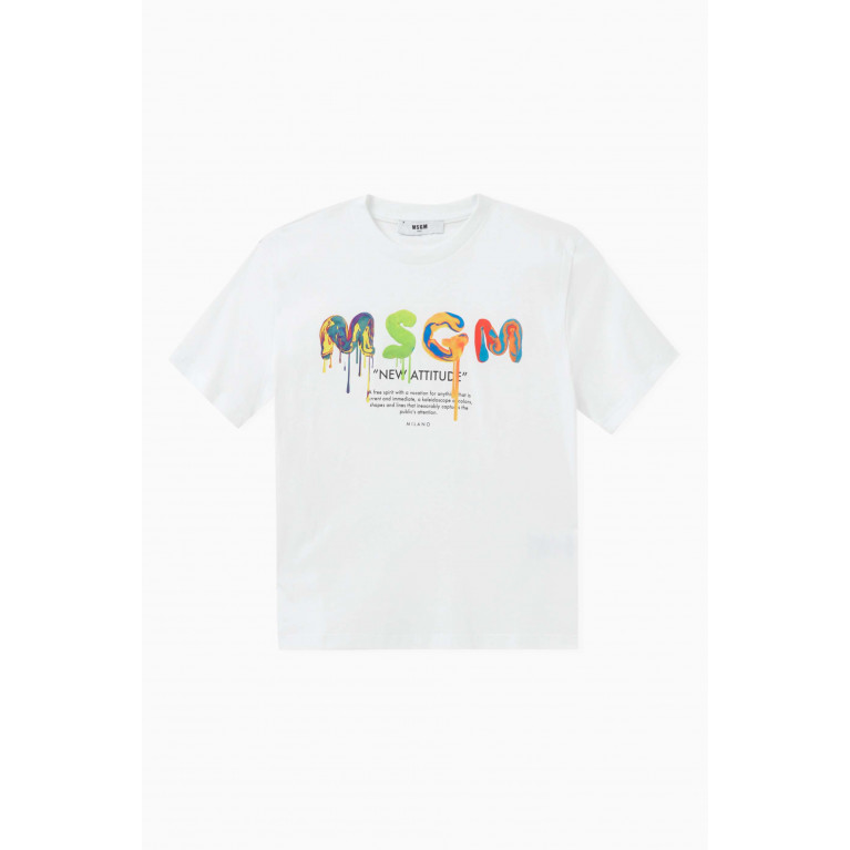 MSGM - Logo-print T-shirt in Cotton White