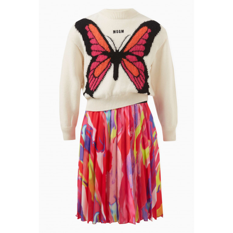 MSGM - Pleated Printed Skirt in Organza