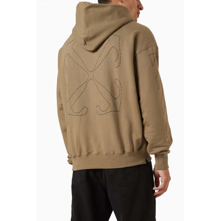 Off-White - Logo-embroidered Skate Hoodie in Cotton-fleece Neutral